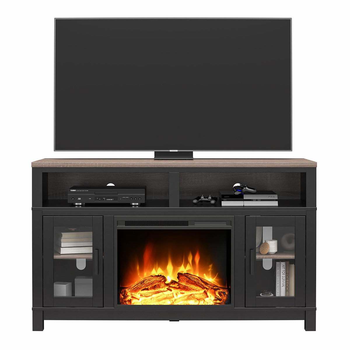 Ameriwood home carver electric on sale fireplace tv stand