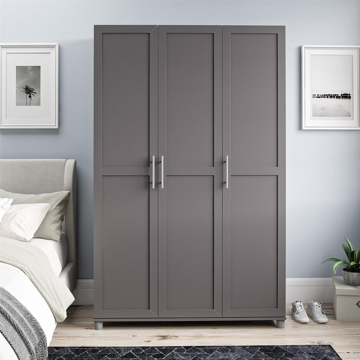 Room & Joy Camberly 3 Door Wall Cabinet with Hanging Rod Graphite Gray