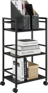 Marshall 3 Shelf Metal Rolling Utility Cart, Black - Black