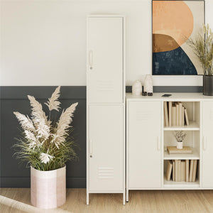 Mission District 2 Door Metal Locker Storage Cabinet - White