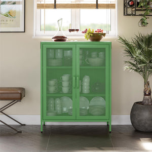 Channing 2 Door Accent Cabinet-Mesh Metal Locker - Kelly Green