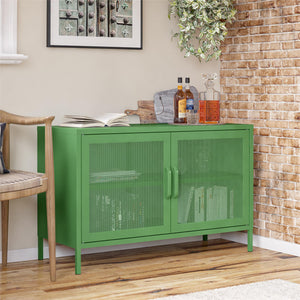 Channing 2 Door Storage Cabinet-Mesh Metal Locker - Kelly Green