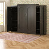 Her Majesty Queen Wall Bed Combo with 2 Side Storage Wardrobes - Black Oak