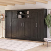 Her Majesty Wall Bed Bundle - Full Size Daybed & 2 Wardrobe Storage Cabinets - Black Oak - Full