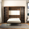 Paramount Full Wall Bed Bundle with 2 Open Storage Side Cabinets - Columbia Walnut - Full