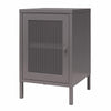 Sunset District Side Table with Perforated Metal Mesh Door - Graphite Grey