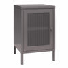 Sunset District Side Table with Perforated Metal Mesh Door - Graphite Grey