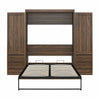 Paramount Queen Wall Bed Bundle with 2 Armoire Side Cabinets - Columbia Walnut - Queen