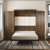 Paramount Queen Wall Bed Bundle with 2 Armoire Side Cabinets - Columbia Walnut - Queen