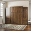 Paramount Queen Wall Bed Bundle with 2 Armoire Side Cabinets - Columbia Walnut - Queen