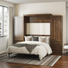 Paramount Queen Wall Bed Bundle with 2 Armoire Side Cabinets - Columbia Walnut - Queen