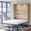 Holly Hills Queen Wall Bed with Signature Sleep 8in Memory Foam Mattress - Light Oak