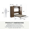 Paramount Queen Wall Bed Bundle with 2 Armoire Side Cabinets - Columbia Walnut - Queen