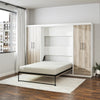 Pinnacle Full Wall Bed Bundle with 2 Wardrobe Side Cabinets, Gray Oak and White - Gray Oak