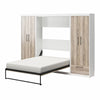 Pinnacle Full Wall Bed Bundle with 2 Wardrobe Side Cabinets, Gray Oak and White - Gray Oak