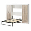 Pinnacle Full Wall Bed Bundle with 2 Wardrobe Side Cabinets, Gray Oak and White - Gray Oak