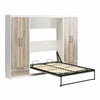 Pinnacle Full Wall Bed Bundle with 2 Wardrobe Side Cabinets, Gray Oak and White - Gray Oak