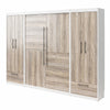 Pinnacle Full Wall Bed Bundle with 2 Wardrobe Side Cabinets, Gray Oak and White - Gray Oak