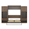 Paramount Queen Wall Bed Bundle with 2 Bedside Storage Cabinets & 8" Memory Foam Mattress - Columbia Walnut - Queen