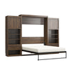 Paramount Queen Wall Bed Bundle with 2 Bedside Storage Cabinets & 8" Memory Foam Mattress - Columbia Walnut - Queen