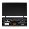 Hendrix 75" TV Stand with Electric Fireplace Insert and 6 Shelves - Black Oak