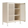 Channing 2 Door Accent Cabinet-Mesh Metal Locker - Parchment