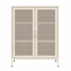 Channing 2 Door Accent Cabinet-Mesh Metal Locker - Parchment