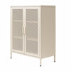 Channing 2 Door Accent Cabinet-Mesh Metal Locker - Parchment