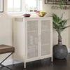 Channing 2 Door Accent Cabinet-Mesh Metal Locker - Parchment