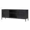 Luna Metal TV Stand with Fluted Glass for 65" TVs - Black