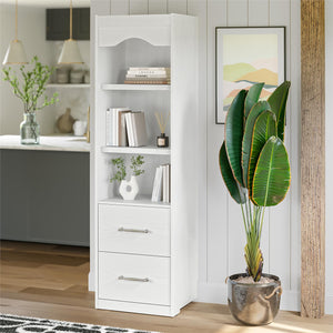 Her Majesty 2-Drawer Storage Cabinet-Style Bookcase with Drawers - White