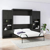 Paramount Queen Wall Bed Bundle with 2 Bedside Storage Cabinets & 8" Memory Foam Mattress - Black Oak - Queen