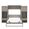 Paramount Queen Wall Bed Bundle with 2 Bedside Storage Cabinets & 8" Memory Foam Mattress - Gray Oak - Queen