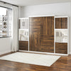 Pinnacle Queen Wall Bed Bundle, 2 Storage Cabinets and 8" Memory Foam Mattress - Columbia Walnut