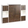 Pinnacle Queen Wall Bed Bundle, 2 Storage Cabinets and 8" Memory Foam Mattress - Columbia Walnut