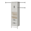 Luxe 2-Door/2-Drawer Closet Tower with 3 Adjustable Clothing Rods - Ivory Oak