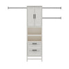 Luxe 2-Door/2-Drawer Closet Tower with 3 Adjustable Clothing Rods - Ivory Oak