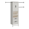 Luxe 2-Door/2-Drawer Closet Tower with 3 Adjustable Clothing Rods - Ivory Oak