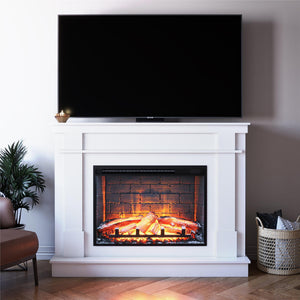 Elmcroft Mantel Fireplace TV Stand for TVs up to 65" - White