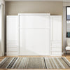 Signature Sleep Paramount Queen Murphy Bed Bundle with 2 Armoire Side Cabinets - Ivory Oak - Queen