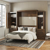 Signature Sleep Paramount Queen Murphy Bed Bundle with 2 Armoire Side Cabinets - Columbia Walnut - Queen