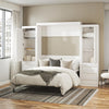 Signature Sleep Paramount Queen Murphy Bed Bundle with 2 Armoire Side Cabinets - Ivory Oak - Queen