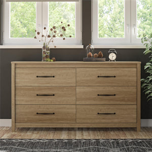 Augusta 6-Drawer Wide Dresser with Easy SwitchLock™ Assembly - Natural