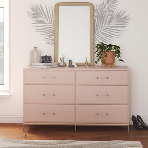 Effie 6-Drawer Dresser - Pale Pink