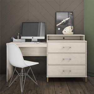 Kalissa Dresser/Desk Combo with Wireless Charger - White Oak
