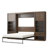 Paramount Full Murphy Bed Bundle with 2 Bedside Bookcase Cabinets & Slide-Out Nightstands - Columbia Walnut - Full