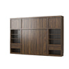 Paramount Full Murphy Bed Bundle with 2 Bedside Bookcase Cabinets & Slide-Out Nightstands - Columbia Walnut - Full