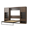 Paramount Full Murphy Bed Bundle with 2 Bedside Bookcase Cabinets & Slide-Out Nightstands - Columbia Walnut - Full