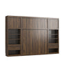 Paramount Full Murphy Bed Bundle with 2 Bedside Bookcase Cabinets & Slide-Out Nightstands - Columbia Walnut - Full