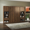 Paramount Full Murphy Bed Bundle with 2 Bedside Bookcase Cabinets & Slide-Out Nightstands - Columbia Walnut - Full